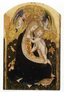 Antonio Pisano detto Pisanello, Madonna col bambino, detta Madonna della quaglia, tempera su tavola, cm 54×32.