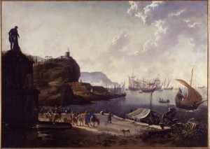 Hans de Jode, Porto di mare, olio su tela, cm 70×99.