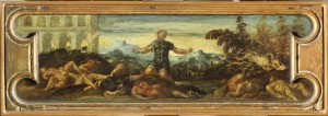 Jacopo Tintoretto, Sansone, olio su tavola, cm 26,5×79.